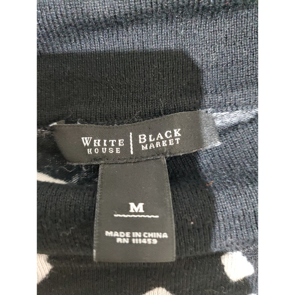 🍑 White House Black Market 3/4 Sleeve Silk Blend Sweater Size M Black White - Picture 4 of 4